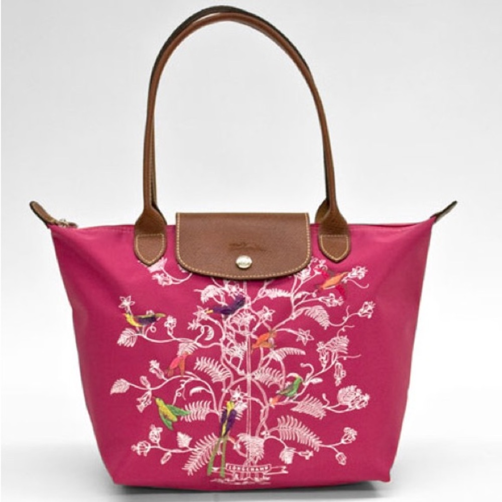 Longchamp Limited Edition Embroidered Arbre De Vie -Tree of Life Le Pliage Bag